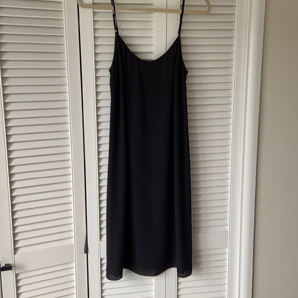 J. Crew Black Slip Midi Dress